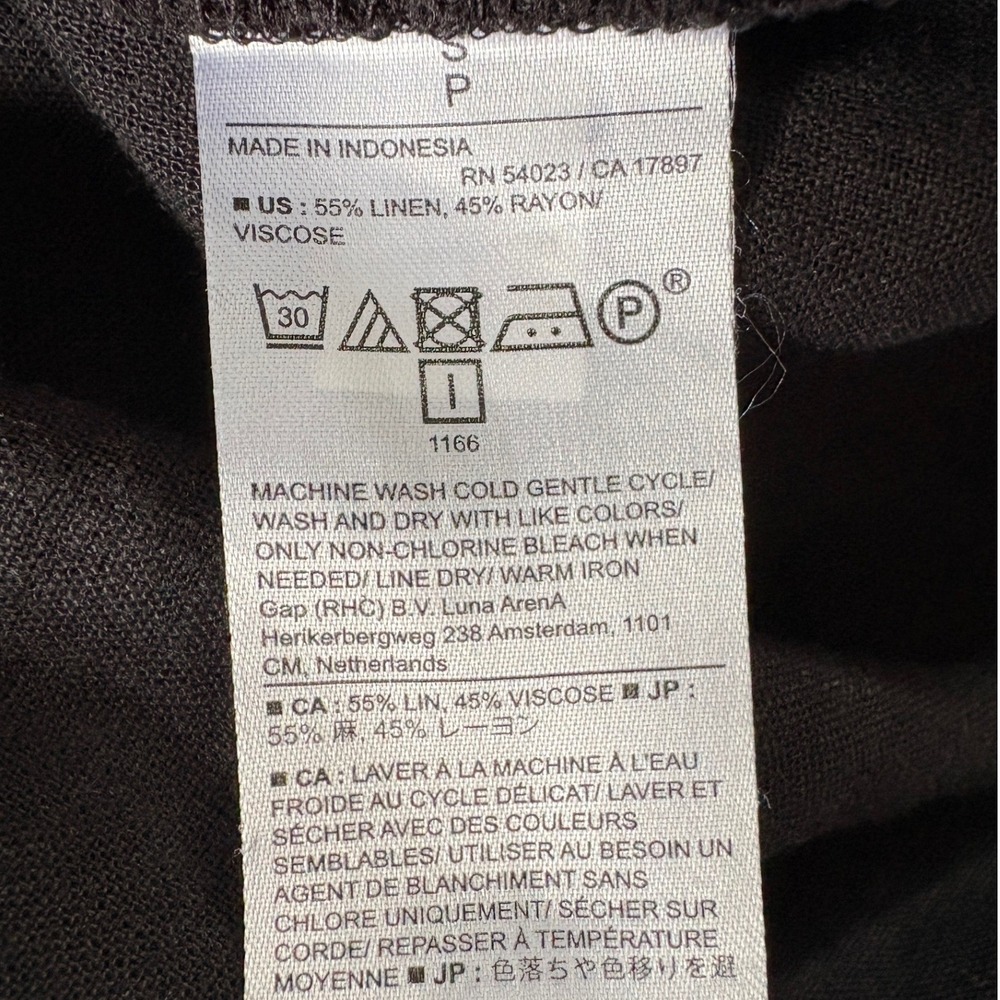 Banana Republic Factory Black Linen-Blend Tuxedo Shirt, Small, Minimalist Casual - Picture 8 of 8